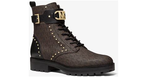 kincaid lace up bootie michael kors|Kincaid Logo Studded Combat Boot .